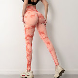 Seamless peach tie dyed high waist yoga pant  6205