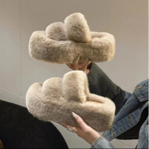 New Fashion Slippers  Plush slippers  Popular slippers  Home slippers  ladies slippers  Warm and comfortable  One word double strap slippers