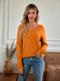 New Winter Women's Wear  Trendy Sweater  Knitted sweater  Loose and thick sweater  Monochrome V-neck sweater