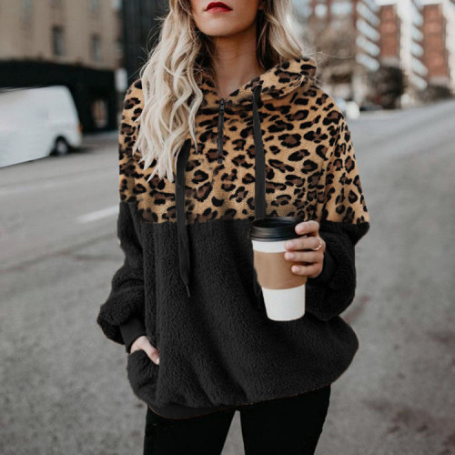 New Winter Women's Wear  Women's oversized clothing  Trendy and sexy plush hoodie  Single piece top  Zipper pocket top