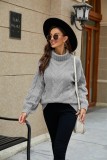 New Winter Women's Wear  Trendy Sweater  Knitted sweater  Thick sweater  Trumpet Sleeves High Neck Sweater