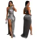 CY900947 Trendy and fashionable hot selling dresses  Party dress  Dress  Dress and women's clothing  Sleeveless high slit solid color hot diamond dress  Fashionable evening dress, women's long skirt