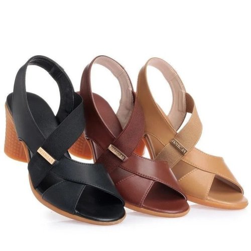 Ladies' slippers women's sandals High-heeled (4.5cm) slippers Buckle and thick heel slippers
