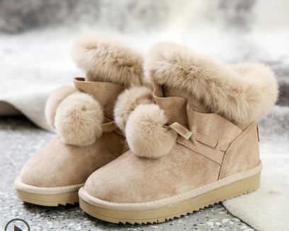 Snow boots women 2020 new warm winter cotton shoes thickened plus velvet short tube waterproof and warm fur integrated leather