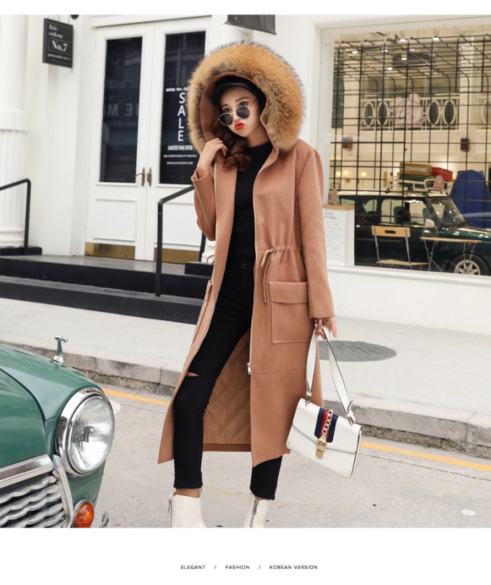 Women's extra-large double-breasted woolen coat jacket