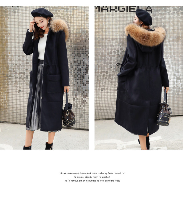 Women's extra-large double-breasted woolen coat jacket