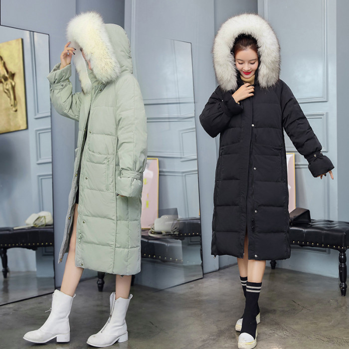 2020 fashion plus size women's 200 kg plus fertilizer plus real raccoon fur collar big quilt down jacket coat