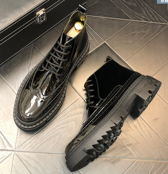 Winter new Martin boots men's handsome Bullock casual high-top leather shoes in England increased men's wear-resistant shoes