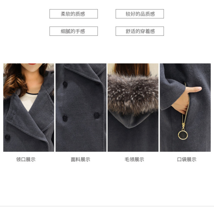 Women's extra-large double-breasted woolen coat jacket
