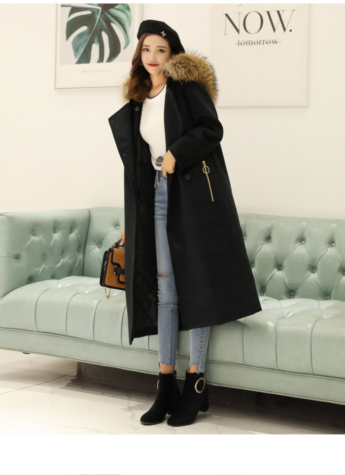 Women's extra-large double-breasted woolen coat jacket