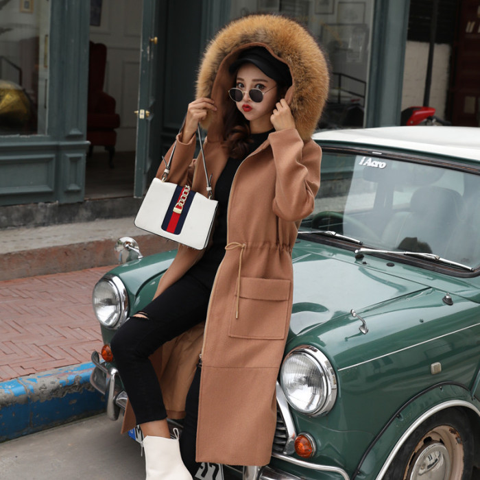 Women's extra-large double-breasted woolen coat jacket