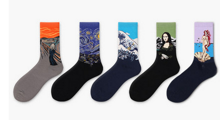 Socks male European and American trendy personality street tube socks astronaut Harajuku couple cotton socks Harajuku four seasons long socks