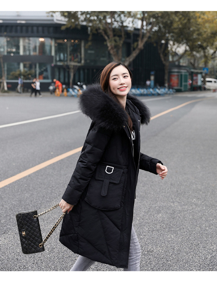 2020 fashion plus size women's 200 kg plus fertilizer plus real raccoon fur collar big quilt down jacket coat