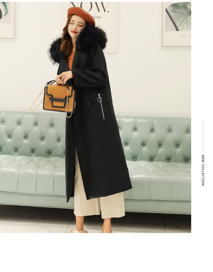 Women's extra-large double-breasted woolen coat jacket