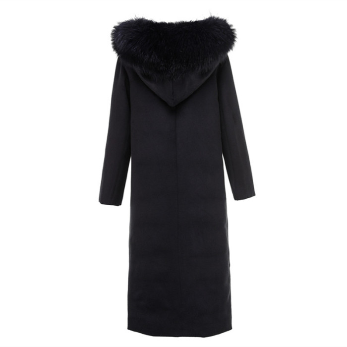Women's extra-large double-breasted woolen coat jacket