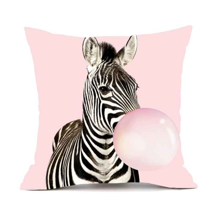 Cute animal carton printing plush pillow cover
