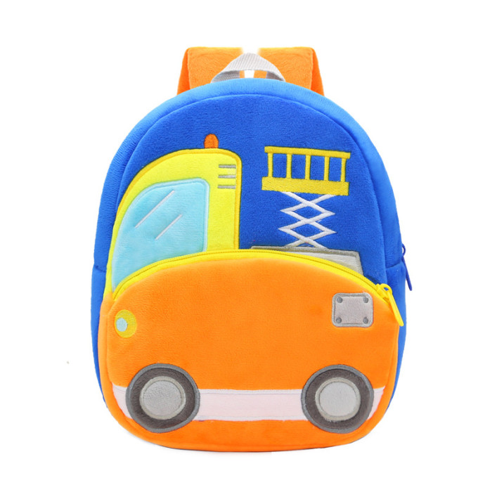 Engineering car series cute children's school bag excavator backpack plush backpack 2-4 years old male and female children's bags
