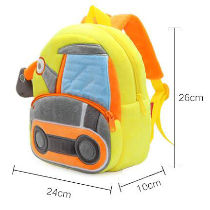 Engineering car series cute children's school bag excavator backpack plush backpack 2-4 years old male and female children's bags
