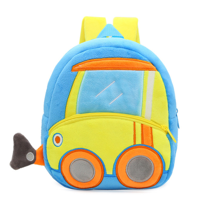 Engineering car series cute children's school bag excavator backpack plush backpack 2-4 years old male and female children's bags