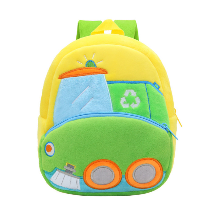 Engineering car series cute children's school bag excavator backpack plush backpack 2-4 years old male and female children's bags