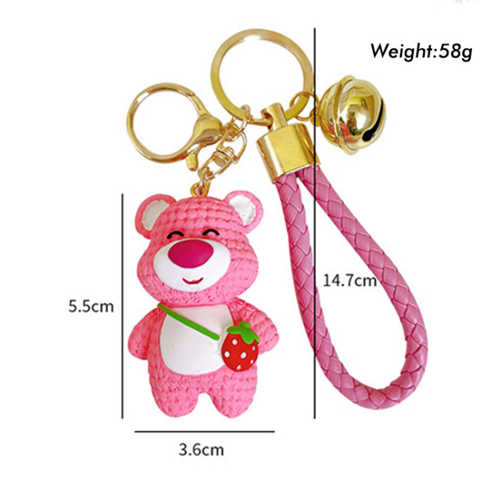Creative cartoon Resin Strawberry Bear Key Chain