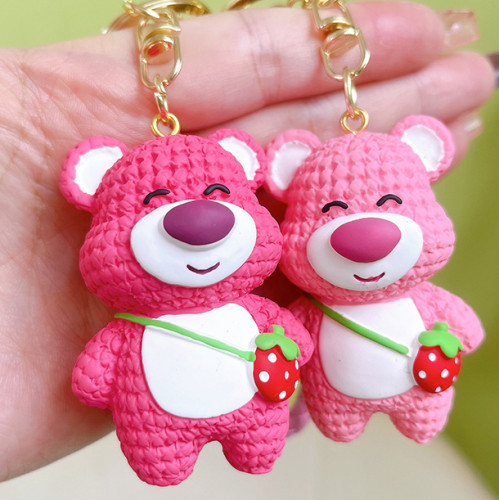 Creative cartoon Resin Strawberry Bear Key Chain