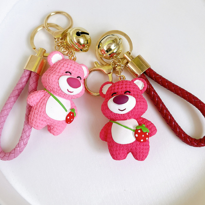 Creative cartoon Resin Strawberry Bear Key Chain