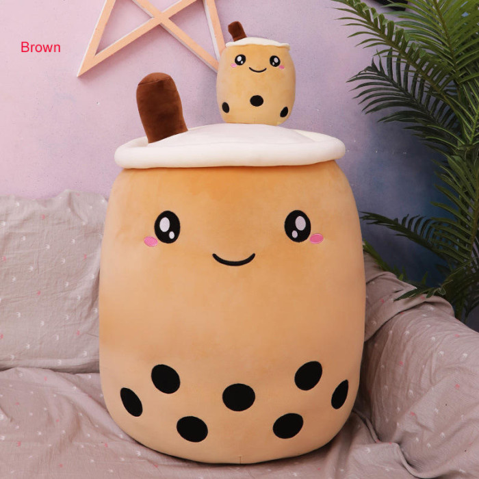 Smiley Boba Milk Tea Plushies Stuffed Pillow Squishy Boba Plush Toy