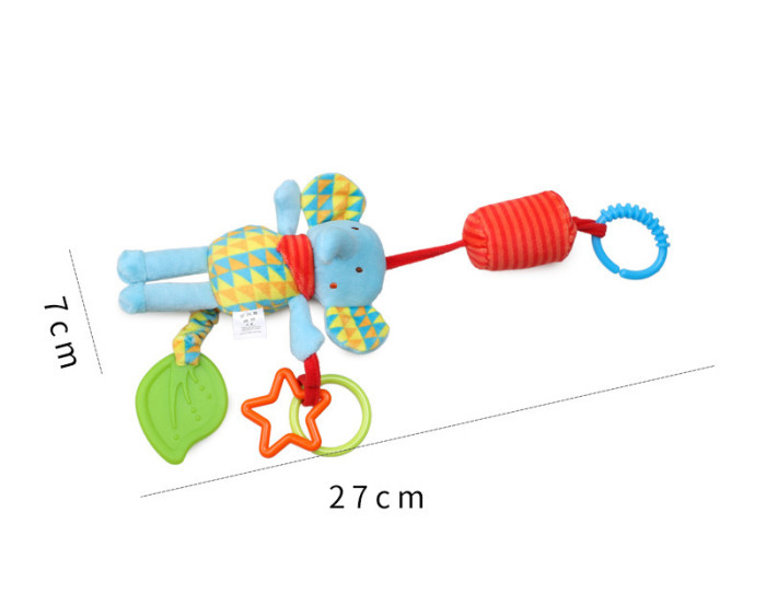 Animal teether pendant bed bell plush baby soft rattle sticks soothing toys