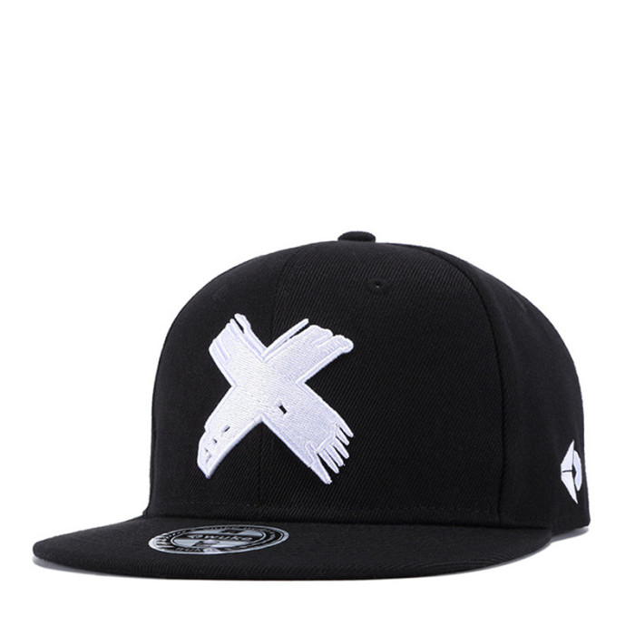 X letter adult flat edge sun shading men's and women's hip hop mesh cotton snapback baseball cap hat