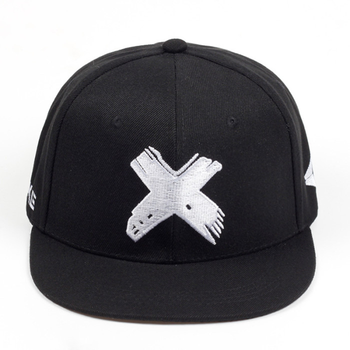 X letter adult flat edge sun shading men's and women's hip hop mesh cotton snapback baseball cap hat
