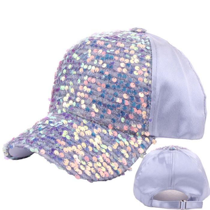 Fashion Summer Shiny Glitter Sequin Sun Hat Mesh Hat Outdoor Breathable Sport Baseball Cap