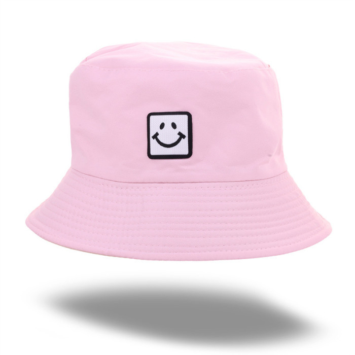 Custom Smile Emoji Embroidered Reversible Double Sided Fisherman Bucket Hat