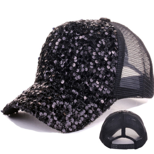 Fashion Summer Shiny Glitter Sequin Sun Hat Mesh Hat Outdoor Breathable Sport Baseball Cap