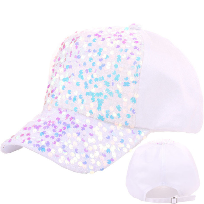 Fashion Summer Shiny Glitter Sequin Sun Hat Mesh Hat Outdoor Breathable Sport Baseball Cap