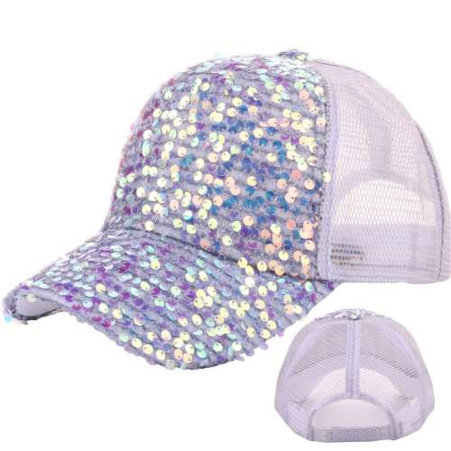 Fashion Summer Shiny Glitter Sequin Sun Hat Mesh Hat Outdoor Breathable Sport Baseball Cap