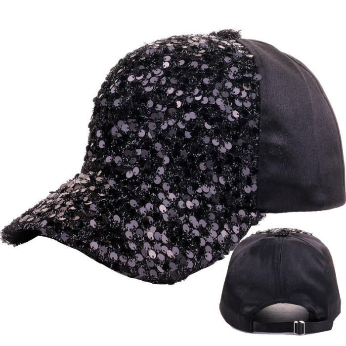 Fashion Summer Shiny Glitter Sequin Sun Hat Mesh Hat Outdoor Breathable Sport Baseball Cap