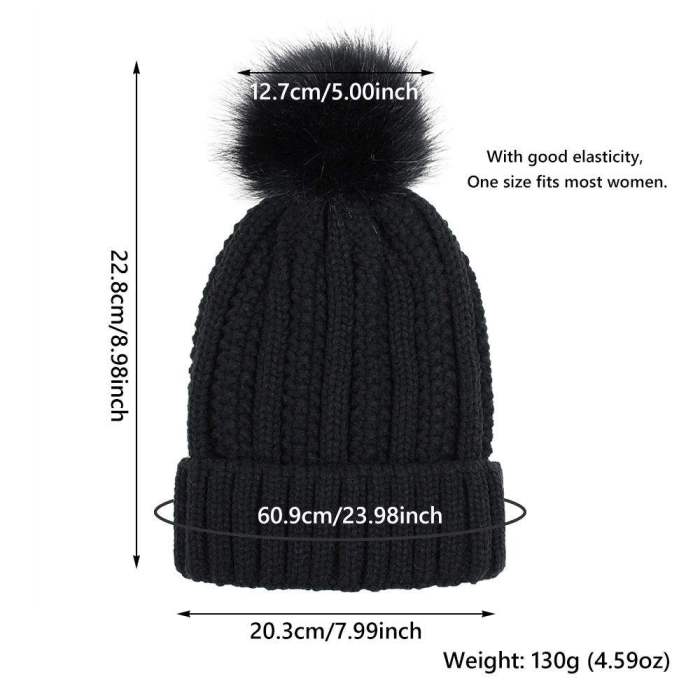 Wholesale Winter Warm Knitted Hats Caps Blank Custom Logo Satin Lined Beanie Hat for Women
