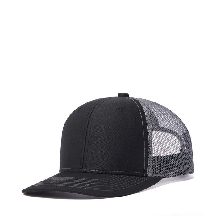 Wholesale Custom 3D Embroidery Fitted Caps Men Trucker Caps 6 Panel Blank Cotton Mesh Snapback Cap Trucker Hat With Custom Logo