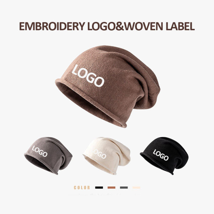 Fashion Custom Embroidery Logo Cotton Blank Knitted All Over Print Beanie Hat Mens Women Warm Winter Unisex Pom Pom Knit Beanies