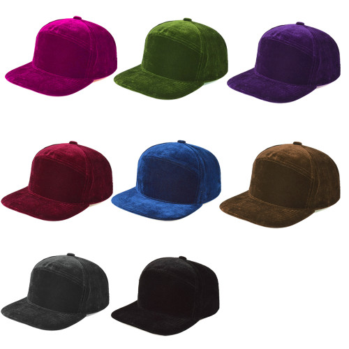 Custom 3D Embroidery Velvet Hat Trucker Caps Winter and Autumn Flat Brim Hip Hop Cap Plain Velvet Snapback Cap