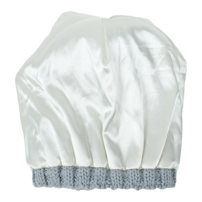 Wholesale Winter Warm Knitted Hats Caps Blank Custom Logo Satin Lined Beanie Hat for Women