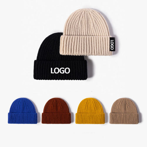 Fashion Custom Embroidery Logo Cotton Blank Knitted All Over Print Beanie Hat Mens Women Warm Winter Unisex Pom Pom Knit Beanies