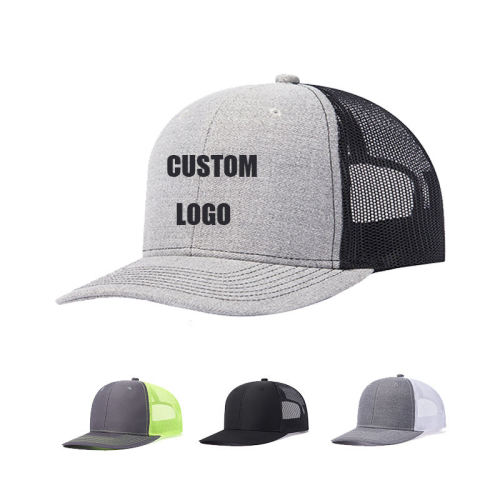 Wholesale Custom 3D Embroidery Fitted Caps Men Trucker Caps 6 Panel Blank Cotton Mesh Snapback Cap Trucker Hat With Custom Logo
