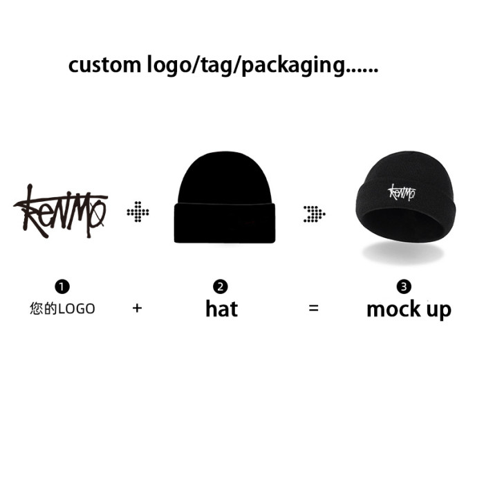 Wholesale Winter Warm Knitted Hats Caps Blank Custom Logo Satin Lined Beanie Hat for Women