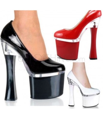 Round Toe Silver Trim Square Heel Party Shoes
