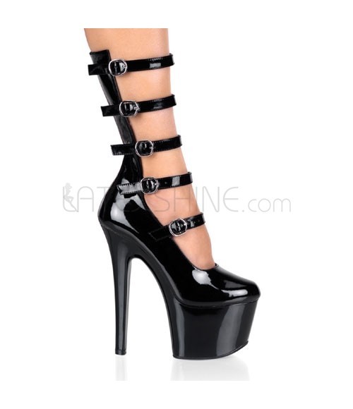 Black Multiple Belts Gothic Party Shoes