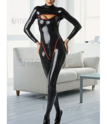 Black Shaping Unisex Bodysuit Latex Catsuits
