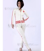 White Nurse Women's Latex Catsuit