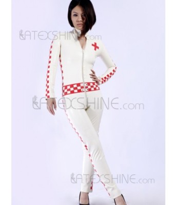 White Nurse Women's Latex Catsuit